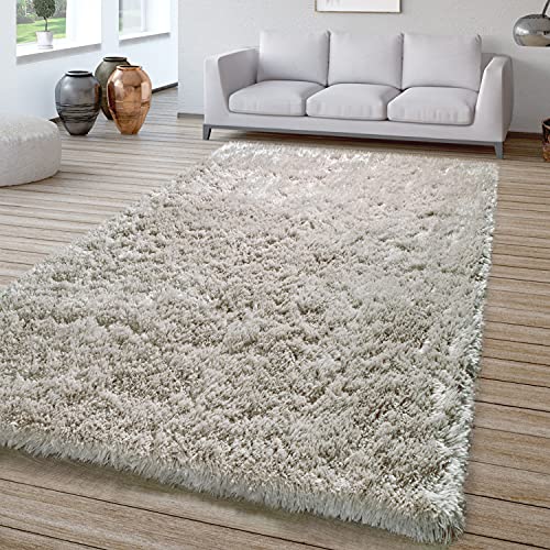 TT Home Wohnzimmer Hochflor Teppich Shaggy Sehr Soft Und Weich Unifarben, In Grau, Größe:120x170 cm von TT Home