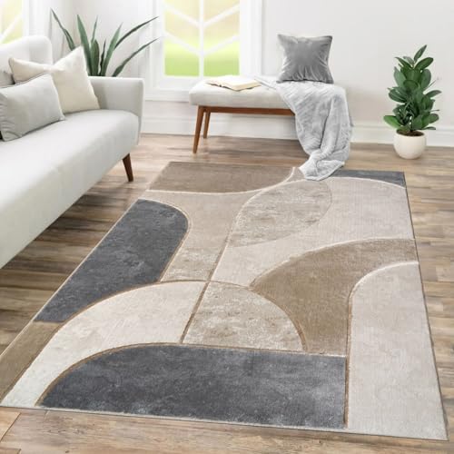 TT Home Wohnzimmer Teppich Esszimmer Kurzflor Abstraktes Muster Geometrisches Design Bogen Optik Hoch-Tief-Effekt Moderner Style, Größe:80x300 cm TT Home Wohnzimmer Teppich Esszimmer Kurzflor Abstraktes Muster Geometrisches Design Bogen Optik Hoch-Tief-Effekt Moderner Style, Größe:80x300 cm von TT Home