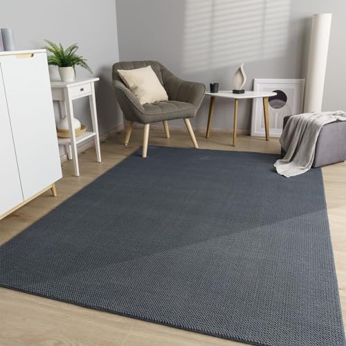 TT Home Wohnzimmer Teppich Esszimmer Kurzflor Boho Design Skandi Flauschig Unifarben, Farbe:Anthrazit, Größe:160x220 cm von TT Home