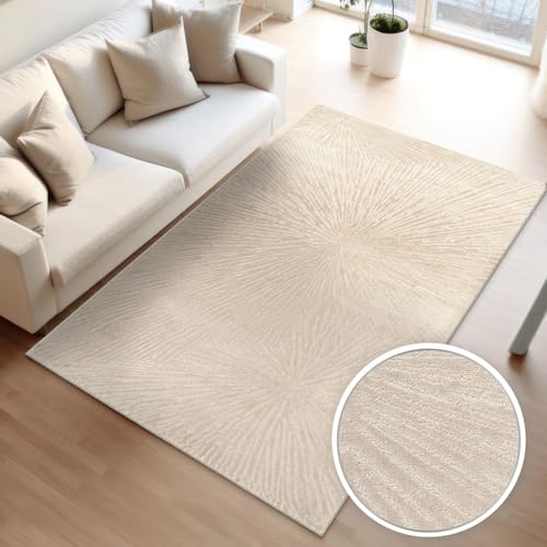 TT Home Wohnzimmer Teppich Esszimmer Kurzflor Boho Design Skandinavisch Abstrakte Optik Unifarben Hoch-Tief-Effekt Modern, Größe:230x320 cm von TT Home
