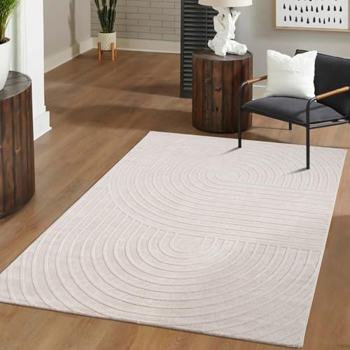 TT Home Wohnzimmer Teppich Esszimmer Kurzflor Boho Stil Skandinavisch Mit Glanzdetails Hoch-Tief-Struktur Soft-Touch Einfarbig, Größe:200x280 cm von TT Home