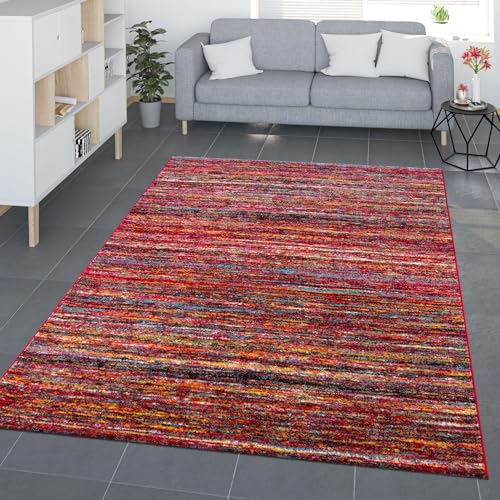 TT Home Wohnzimmer Teppich Esszimmer Kurzflor Moderne Deko Geometrische Rauten Optik Meliertes Muster Ethno Style, Farbe: Rot Blau Gelb, Größe:160x230 cm von TT Home