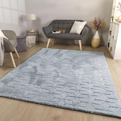 TT Home Wohnzimmer Teppich Esszimmer Langflor Skandi Optik Geometrisch 3D Unifarben, Farbe:Hellanthrazit Grau, Größe:200x280 cm TT Home Wohnzimmer Teppich Esszimmer Langflor Skandi Optik Geometrisch 3D Unifarben, Farbe:Hellanthrazit Grau, Größe:200x280 cm von TT Home