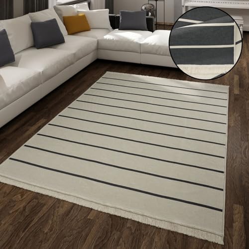 TT Home Wohnzimmer Teppich Esszimmer Waschbar Skandinavisches Design Fransen Wendeteppich, Farbe: Dunkelgrau 4, Größe:80x150 cm TT Home Wohnzimmer Teppich Esszimmer Waschbar Skandinavisches Design Fransen Wendeteppich, Farbe: Dunkelgrau 4, Größe:80x150 cm von TT Home