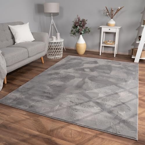 TT Home Wohnzimmer Teppich Hochflor Langflor Kunstfell Weich Modern Unifarben Flauschig, Farbe: Anthrazit, Größe:120x170 cm von TT Home