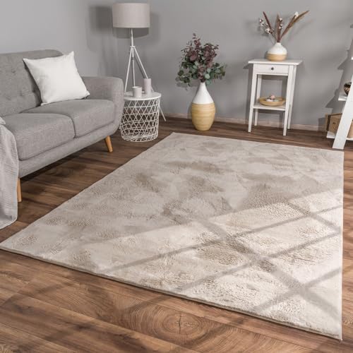 TT Home Wohnzimmer Teppich Hochflor Langflor Kunstfell Weich Modern Unifarben Flauschig, Farbe: Beige, Größe:100x200 cm TT Home Wohnzimmer Teppich Hochflor Langflor Kunstfell Weich Modern Unifarben Flauschig, Farbe: Beige, Größe:100x200 cm von TT Home