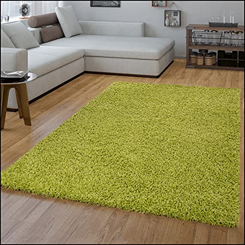 TT Home Wohnzimmer Teppich Hochflor Langflor Shaggy Soft Unifarben Modern Einfarbiges Design, Farbe:Grün, Größe:140x200 cm von TT Home