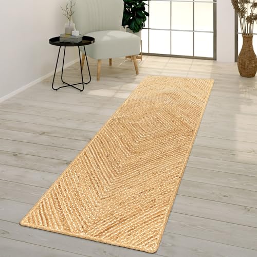 TT Home Wohnzimmer Teppich Jute Naturfaser Handgearbeitet Sisal Boho Stil Geometrisch, Farbe:Beige Braun, Größe:60x100 cm TT Home Wohnzimmer Teppich Jute Naturfaser Handgearbeitet Sisal Boho Stil Geometrisch, Farbe:Beige Braun, Größe:60x100 cm von TT Home