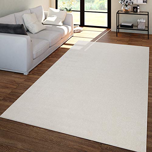 TT Home Wohnzimmer Teppich Kurzflor Unifarbendes Design Modern Und Zeitlos, Farbe: Creme, Größe:80x150 cm von TT Home