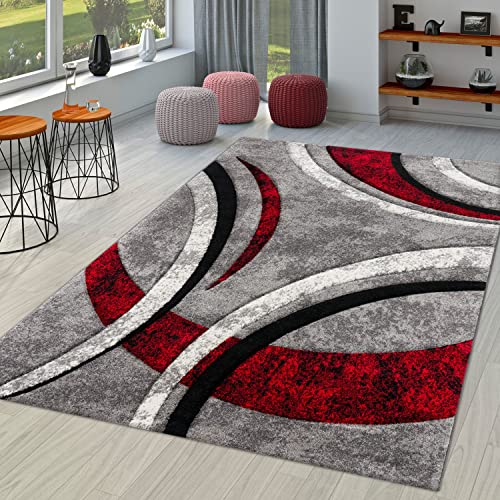TT Home Wohnzimmer Teppich Kurzflor Abstrakt Geometrisch Design Used Look Modern, Farbe: Grau Rot Beige, Größe:80x300 cm TT Home Wohnzimmer Teppich Kurzflor Abstrakt Geometrisch Design Used Look Modern, Farbe: Grau Rot Beige, Größe:80x300 cm von TT Home