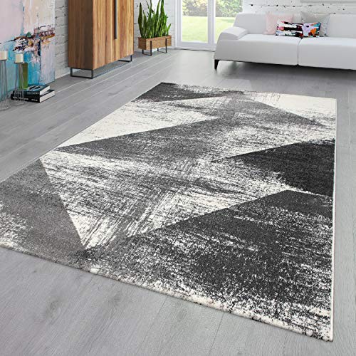 TT Home Wohnzimmer Teppich Kurzflor Abstraktes Design Pastell Used Look Modern Bunt, Farbe: Anthrazit, Größe:160x230 cm von TT Home