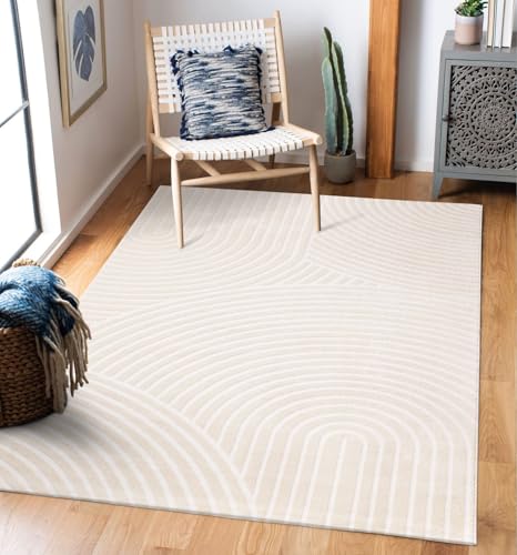 TT Home Wohnzimmer Teppich Kurzflor Boho Skandi Bogen Motiv Unifarben Hoch-Tief-Effekt, Farbe:Creme, Größe:240x340 cm TT Home Wohnzimmer Teppich Kurzflor Boho Skandi Bogen Motiv Unifarben Hoch-Tief-Effekt, Farbe:Creme, Größe:240x340 cm von TT Home