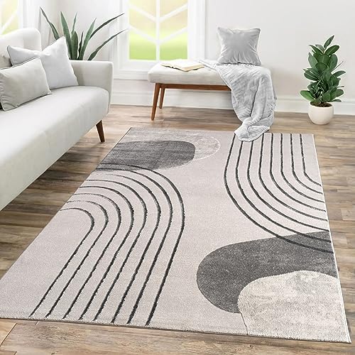 TT Home Wohnzimmer Teppich Kurzflor Geometrisches Design Abstrakte Optik, Farbe:Grau Creme, Größe:240x340 cm TT Home Wohnzimmer Teppich Kurzflor Geometrisches Design Abstrakte Optik, Farbe:Grau Creme, Größe:240x340 cm von TT Home