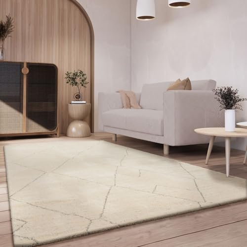 TT Home Wohnzimmer Teppich Kurzflor Geometrisches Skandi Muster Uni Abstraktes Design, Farbe:Beige, Größe:200x290 cm TT Home Wohnzimmer Teppich Kurzflor Geometrisches Skandi Muster Uni Abstraktes Design, Farbe:Beige, Größe:200x290 cm von TT Home