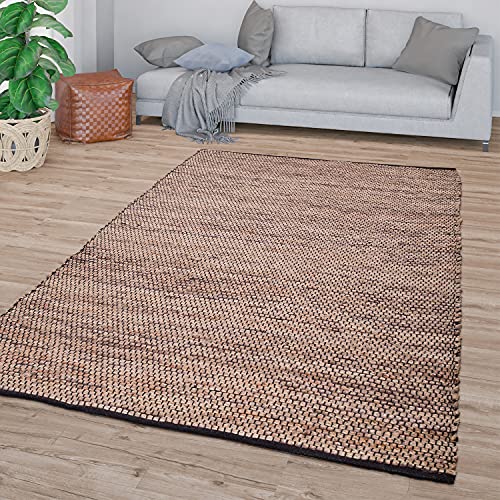 TT Home Wohnzimmer Teppich Kurzflor Handgeknüpft Meliertes Boho Design Modern, Farbe: Beige Braun Anthrazit, Größe:60x100 cm von TT Home