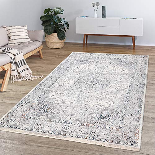TT Home Wohnzimmer Teppich Kurzflor Modernes Marokkanisches Design Bordüre In Beige Grau, Größe:120x160 cm von TT Home