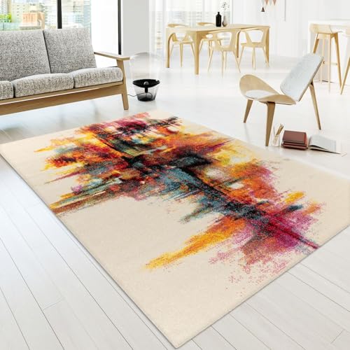 TT Home Wohnzimmer Teppich Kurzflor Soft Modern Abstrakte Designs, Farbe:Bunt, Größe:120x170 cm von TT Home