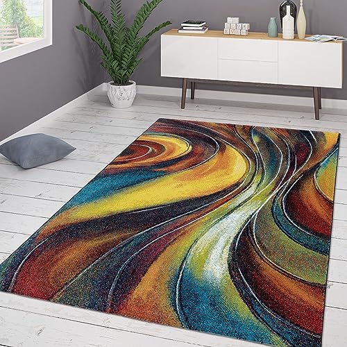 TT Home Wohnzimmer Teppich Kurzflor Soft Modern Abstrakte Designs, Farbe:Bunt 6, Größe:200x290 cm von TT Home