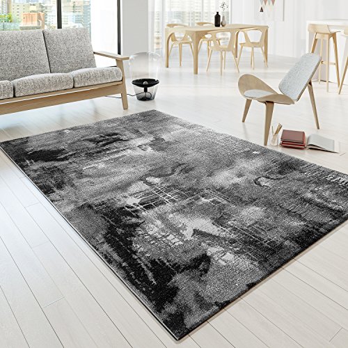 TT Home Wohnzimmer Teppich Kurzflor Soft Modern Abstrakte Designs, Farbe:Grau, Größe:120x170 cm von TT Home