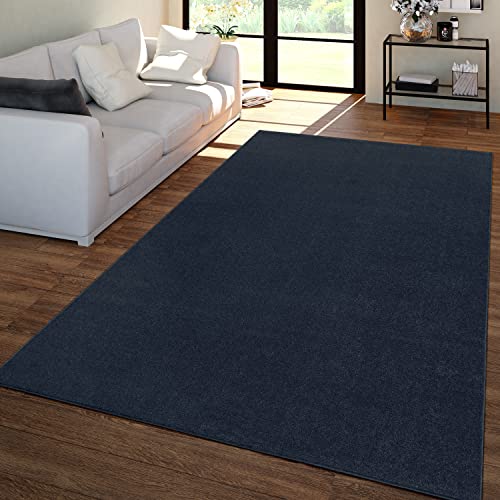 TT Home Wohnzimmer Teppich Kurzflor Unifarbendes Design Modern Und Zeitlos, Farbe: Navy-Blau, Größe:120x170 cm von TT Home