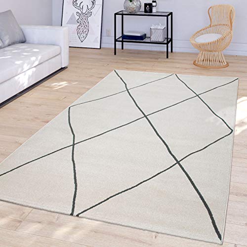 TT Home Wohnzimmer Teppich Mit Modernem Skandinavischem Rauten Design Kurzflor, In Weiß, Größe:Ø 120 cm Rund TT Home Wohnzimmer Teppich Mit Modernem Skandinavischem Rauten Design Kurzflor, In Weiß, Größe:Ø 120 cm Rund von TT Home