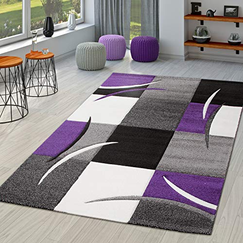 TT Home Wohnzimmer Teppich Moderner Kurzflor 3D Optik Geometrisches Wellen Design, Farbe: lila, Größe:240x330 cm von TT Home