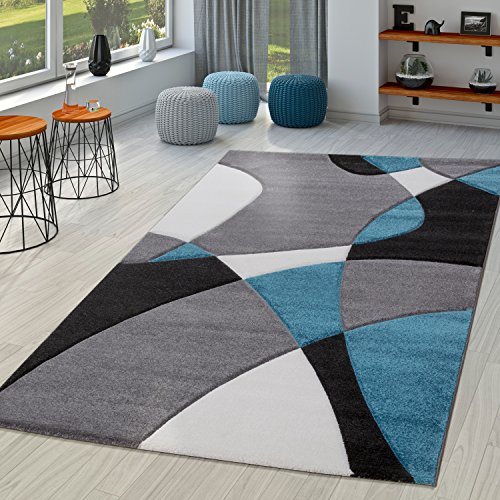 TT Home Wohnzimmer Teppich Moderner Kurzflor 3D Optik Geometrisches Wellen Design, Farbe:Türkis 3, Größe:120x170 cm von TT Home