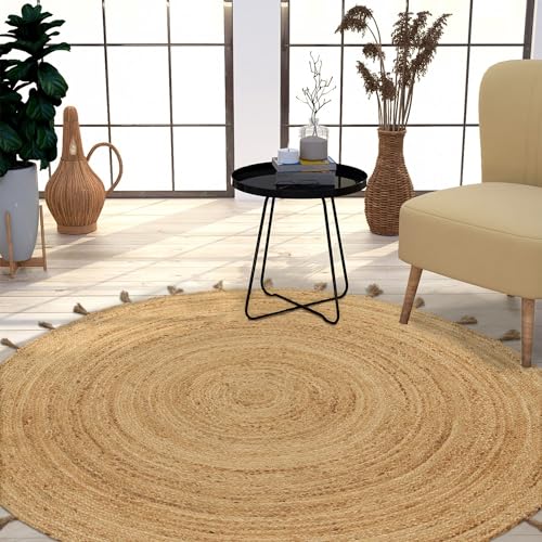 TT Home Wohnzimmer Teppich Naturfaser Boho Design Ethno Handgefertigt, Farbe:Dunkelbeige Creme Sand, Größe:200 cm Rund TT Home Wohnzimmer Teppich Naturfaser Boho Design Ethno Handgefertigt, Farbe:Dunkelbeige Creme Sand, Größe:200 cm Rund von TT Home