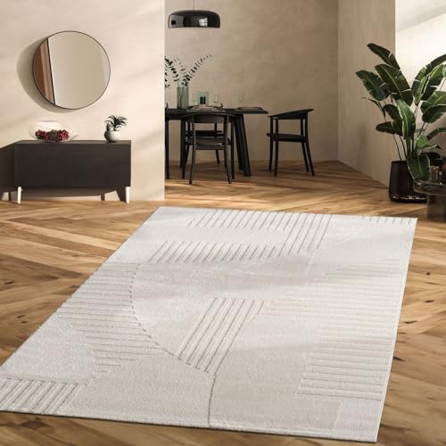 TT Home Wohnzimmer Teppich Schlafzimmer Kurzflor Soft Modern Boho Skandi Design 3D Unifarben Abstraktes Geometrisches Design, Farbe:Hellcreme Beige Creme, Größe:80x150 cm TT Home Wohnzimmer Teppich Schlafzimmer Kurzflor Soft Modern Boho Skandi Design 3D Unifarben Abstraktes Geometrisches Design, Farbe:Hellcreme Beige Creme, Größe:80x150 cm von TT Home