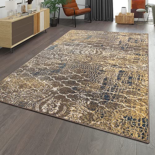 TT Home WohnzimmerTeppich Vintage Look Kurzflor Mit Abstraktem Design Modern Braun Blau, Größe:60x100 cm TT Home WohnzimmerTeppich Vintage Look Kurzflor Mit Abstraktem Design Modern Braun Blau, Größe:60x100 cm von TT Home