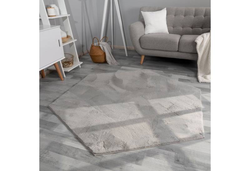 TT Home Teppich, Sonderform, Höhe: 14 mm, Wohnzimmer Hochflor Teppich Kunstfell Modern Unifarben Flauschig Weich von TT Home