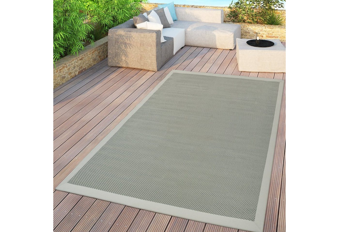 Outdoorteppich Flachgewebter In- & Outdoor Teppich Einfarbig, TT Home, rechteckig, Höhe: 4 mm von TT Home