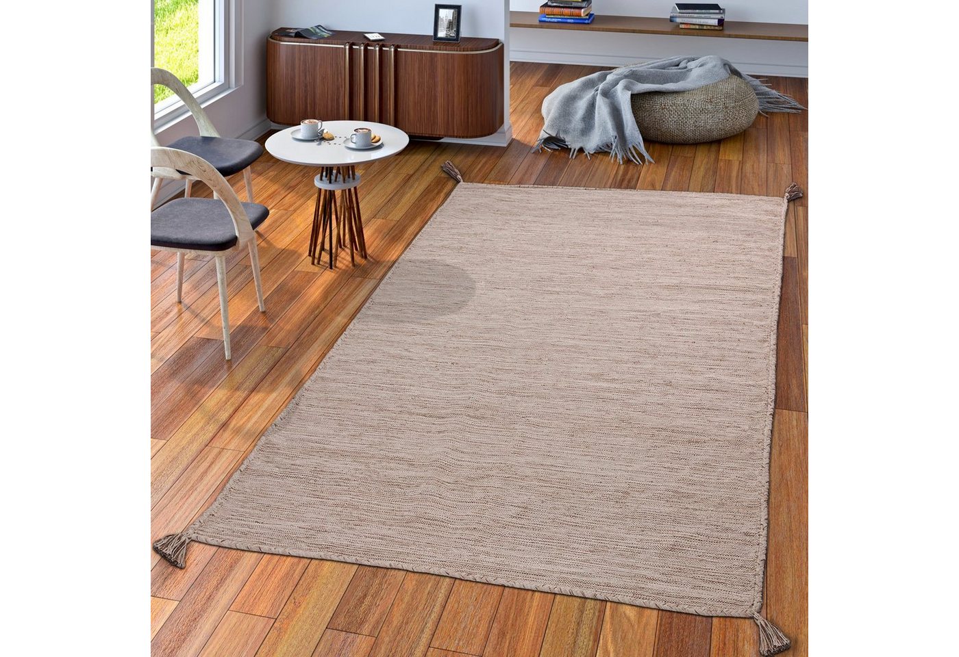 Teppich Handwebteppich Wohnzimmer Natur Webteppich Kelim Modern, TT Home, Läufer, Höhe: 12 mm von TT Home