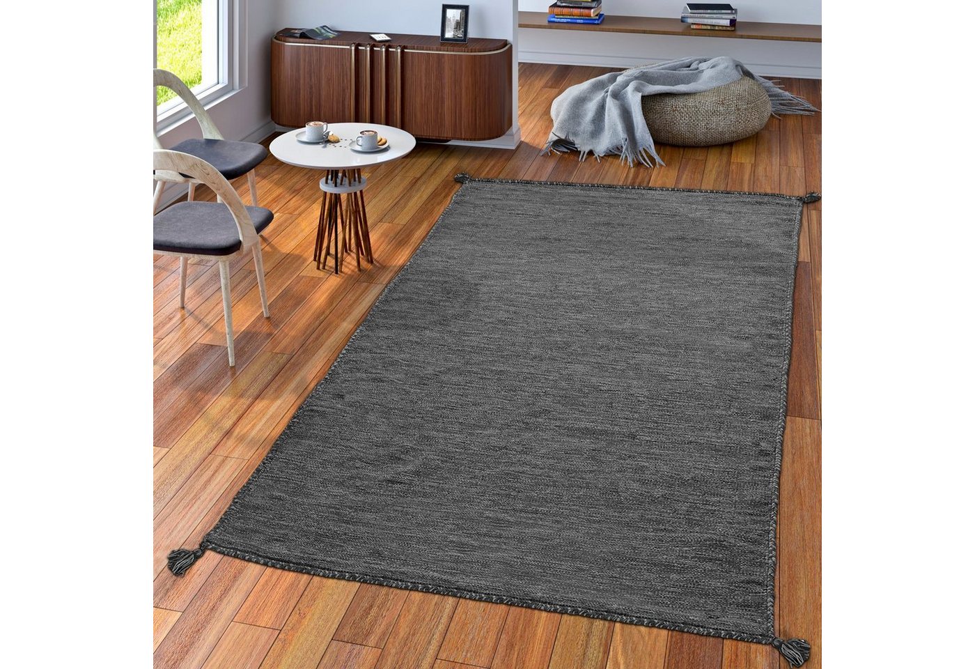 Teppich Handwebteppich Wohnzimmer Natur Webteppich Kelim Modern, TT Home, Läufer, Höhe: 12 mm von TT Home