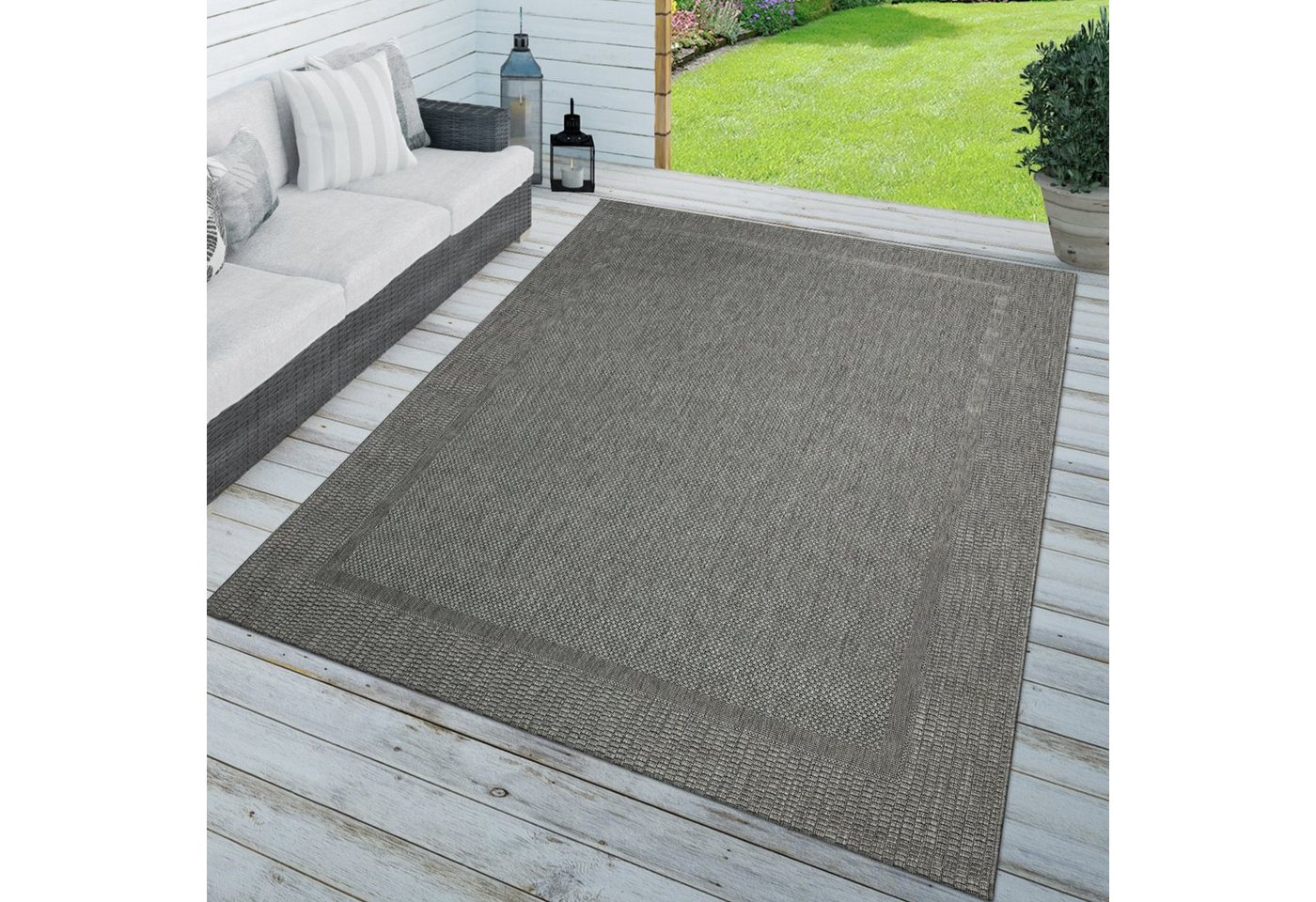 Outdoorteppich Teppich In-& Outdoor Balkon Küchenteppich Einfarbig, TT Home, Läufer, Höhe: 4 mm von TT Home