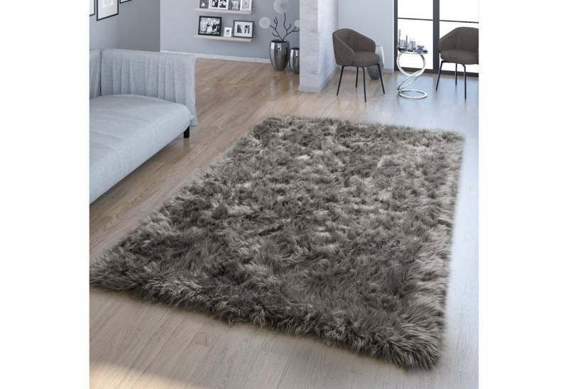 Fellteppich Wohnzimmer Hochflor Teppich Kunst-Fell Design, TT Home, rund, Höhe: 64 mm von TT Home