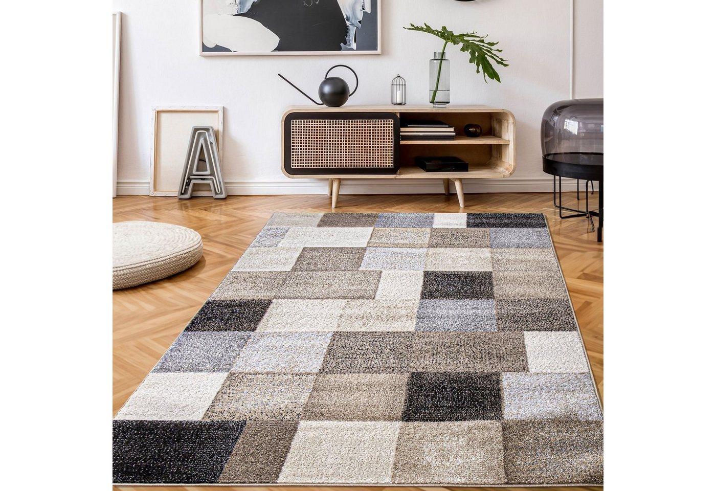 Teppich Wohnzimmer Schlafzimmer Abstraktes Muster Geometrisch, TT Home, Läufer, Höhe: 12 mm von TT Home