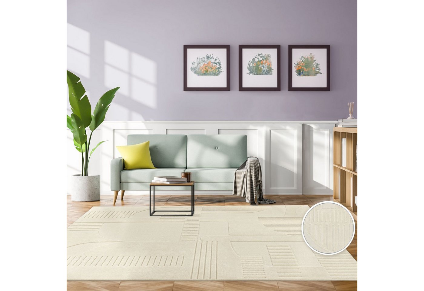 Teppich Wohnzimmer Schlafzimmer Skandinavisch Boho Geometrisch Bogen Einfarbig, TT Home, Läufer, Höhe: 14 mm von TT Home