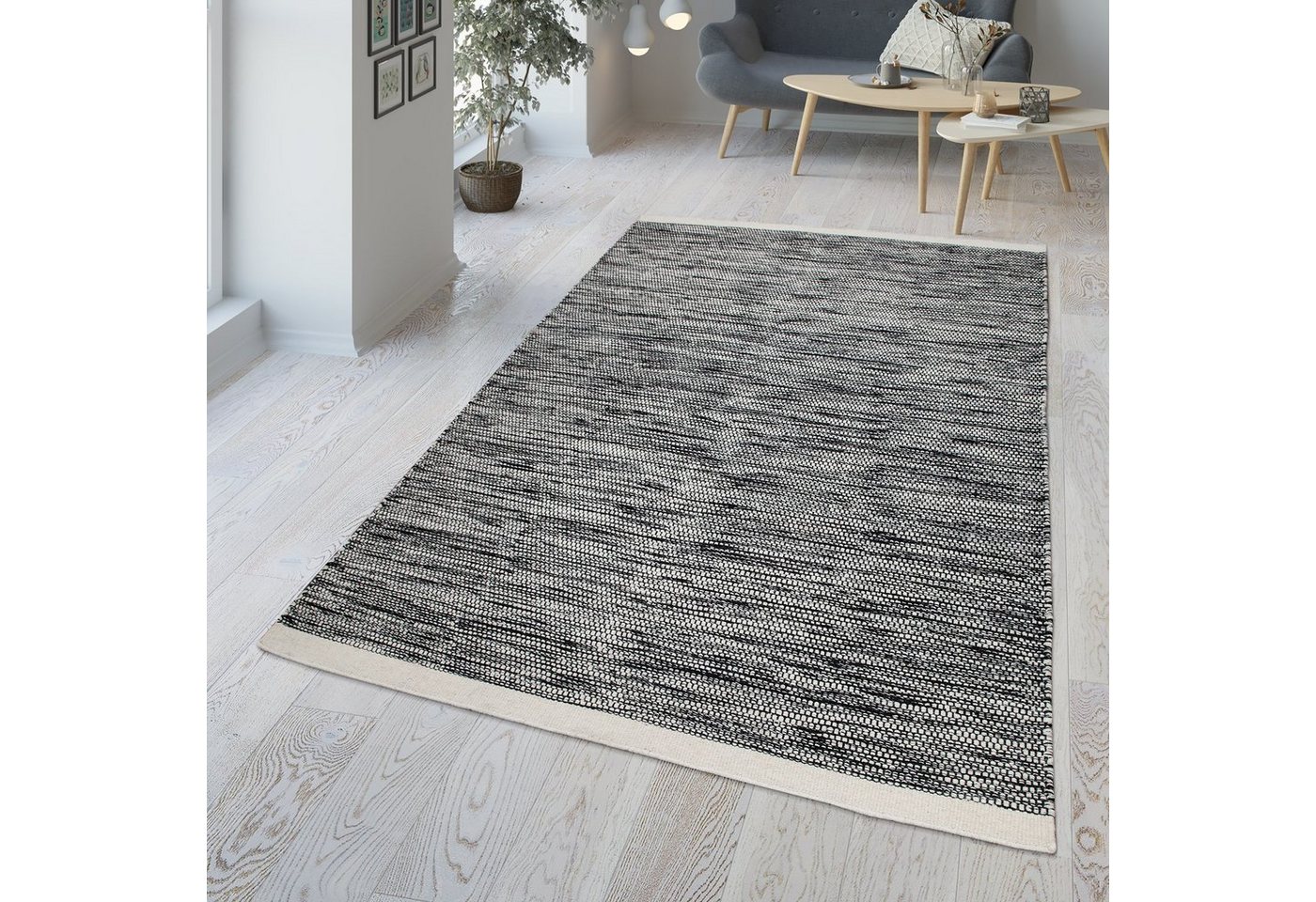 Designteppich Wohnzimmer-Teppich Handgewebtes Flachgewebe Aus Wolle, TT Home, rechteckig, Höhe: 12 mm von TT Home
