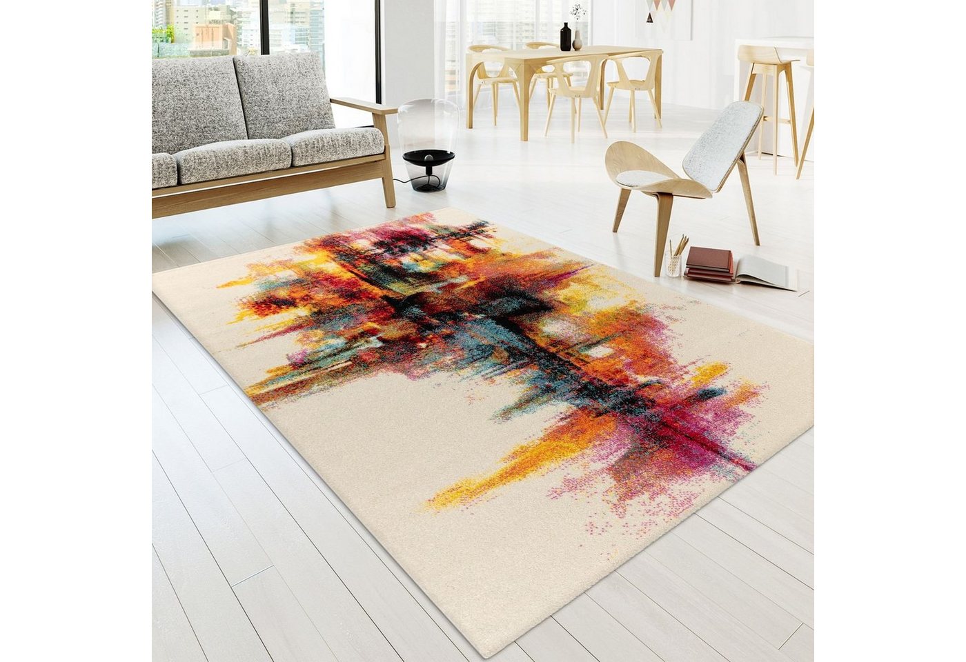 Teppich Wohnzimmer Teppich Bunt Kurzflor Soft Modern Abstrakte Designs, TT Home, Läufer, Höhe: 16 mm von TT Home