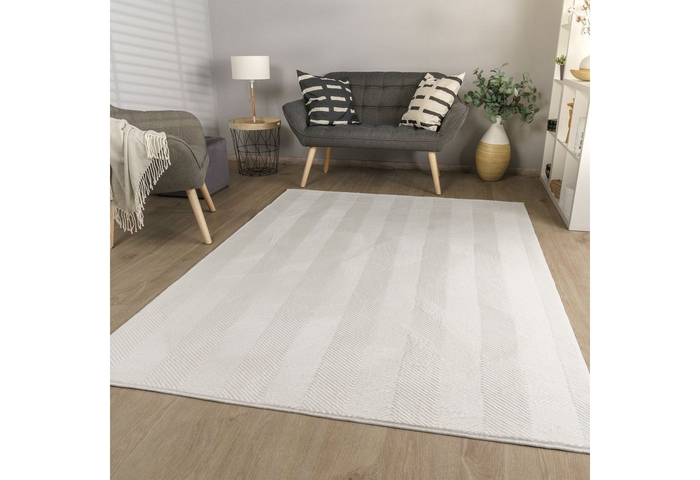 Teppich Wohnzimmer Teppich Kurzflor Einfarbig Geometrisch Rutschfest Modern, TT Home, Läufer, Höhe: 17 mm von TT Home