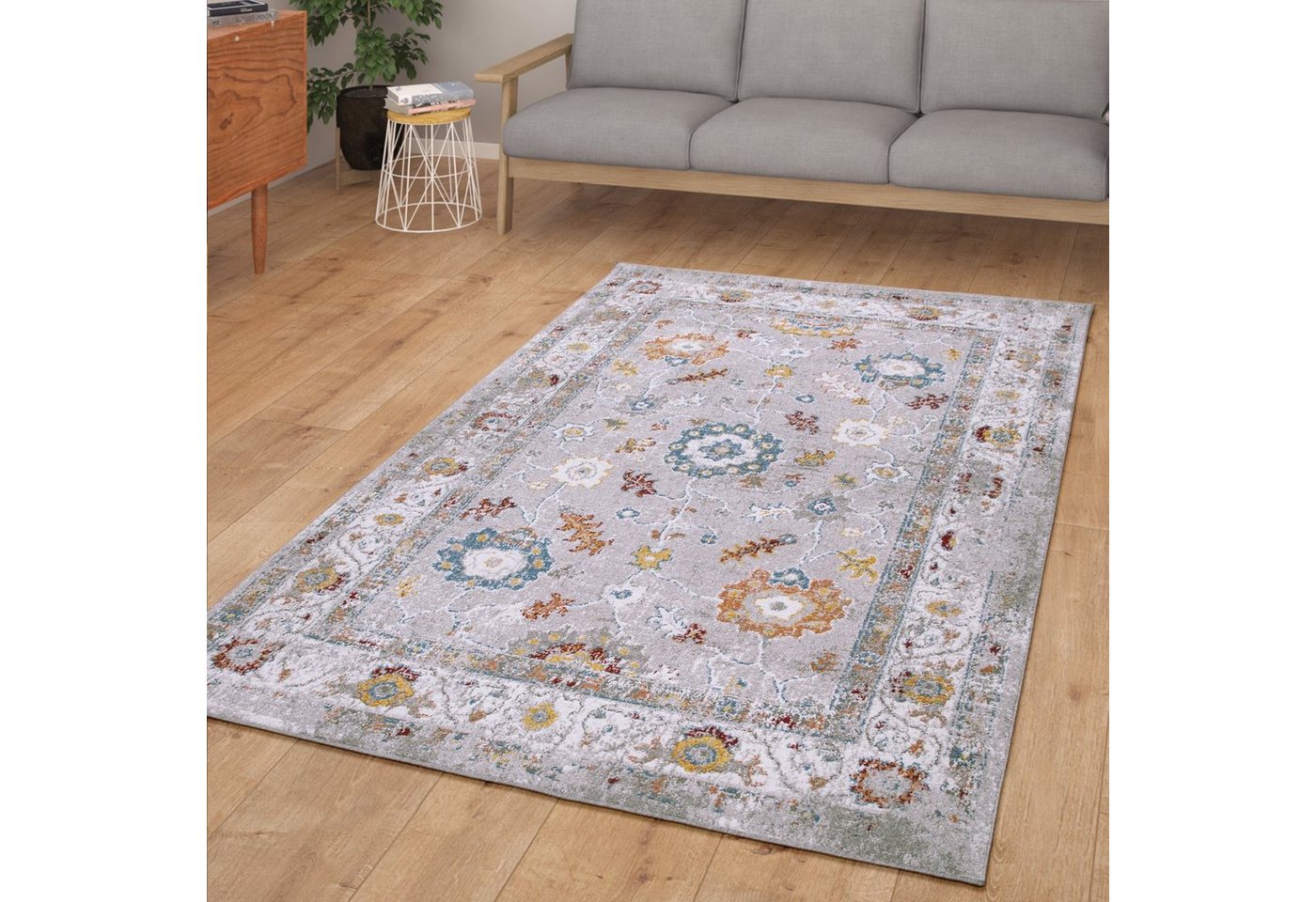 Teppich Wohnzimmer Teppich Kurzflor Orientalisches Design Vintage Mit Bordüre, TT Home, Läufer, Höhe: 13 mm von TT Home