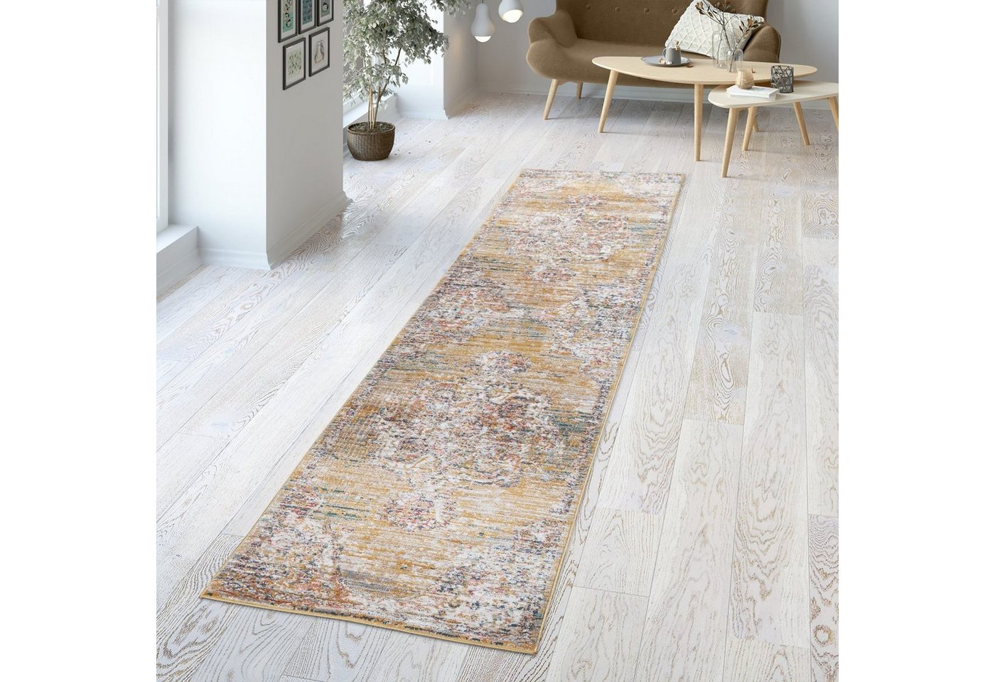 Teppich Wohnzimmer Teppich Kurzflor Pastell Marokkanisches Design, TT Home, Läufer, Höhe: 12 mm von TT Home