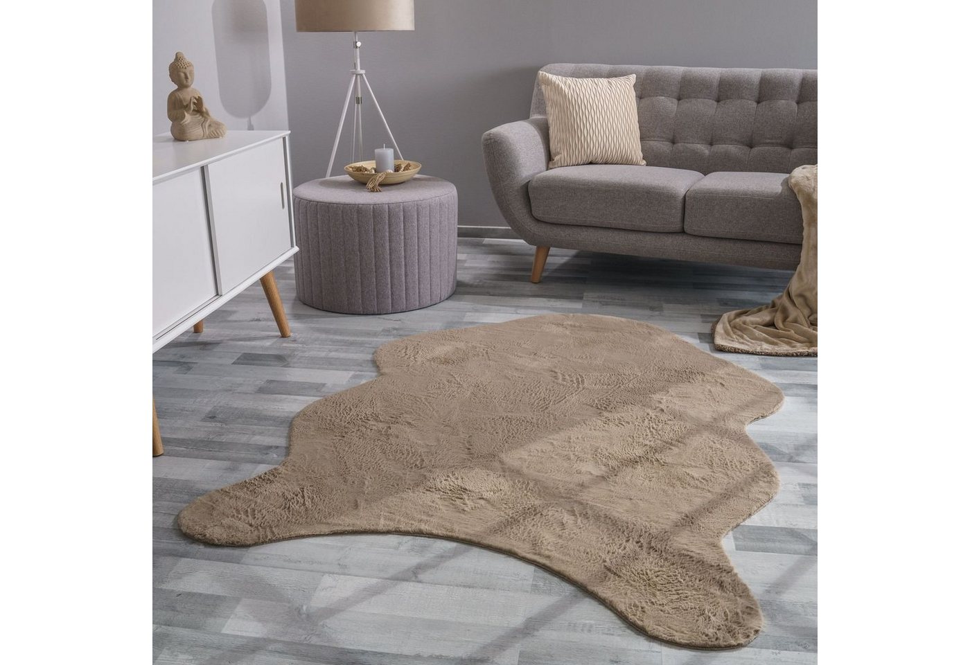 Teppich Wohnzimmer Teppich Unifarben Flauschig Modern Kunstfell Kurzflor, TT Home, Fell, Höhe: 16 mm von TT Home
