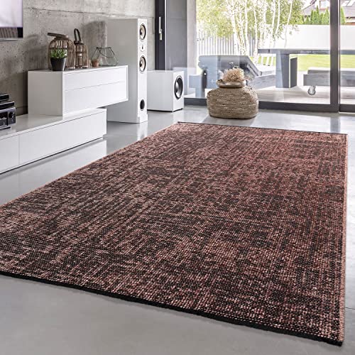 Wohnzimmer Teppich Esszimmer Boho Vintage Design Abstrakte Sisal Optik Mit Fransen Moderner Style Flachgewebe, Farbe: Grün Braun Taupe, Größe:60x100 cm von TT Home