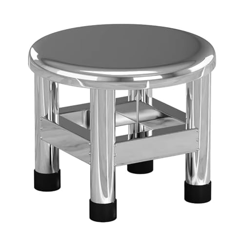 TT-YEC 304 Edelstahl Badezimmer Duschhocker, Runder Metallsitz in Der Badewanne, Mit Doppelschicht Nicht Rutschem Fußkissen, Tragend 300 Kg, Kleiner Badezimmerstuhl,H25cm von TT-YEC