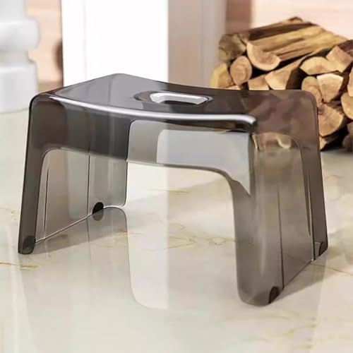 TT-YEC Duschhocker Aus Acryl Für Erwachsene, Tragbarer Rutschfester Badehocker Für Das Badezimmer, Badestuhl Für Den Innenbereich, Transparenter Fußhocker Aus Acryl,Gray h21cm von TT-YEC