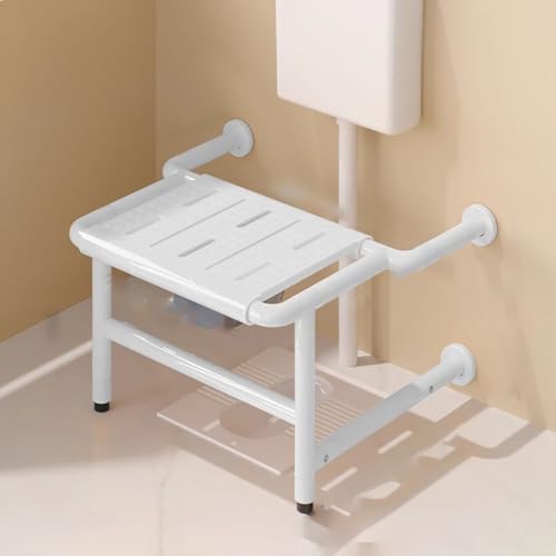 TT-YEC Edelstahl-Wandmontage Badezimmer Duschhocker, Faltbare Barrierefreie Badestuhl Mit Auszug Und Sitzanlagen, Schwere Tiefe Ohne Rutsch-Toilettenkommode Stuhl,White c von TT-YEC