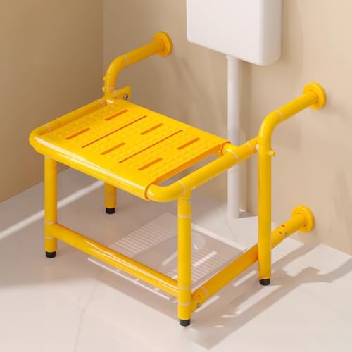 TT-YEC Edelstahl-Wandmontage Badezimmer Duschhocker, Faltbare Barrierefreie Badestuhl Mit Auszug Und Sitzanlagen, Schwere Tiefe Ohne Rutsch-Toilettenkommode Stuhl,Yellow b von TT-YEC