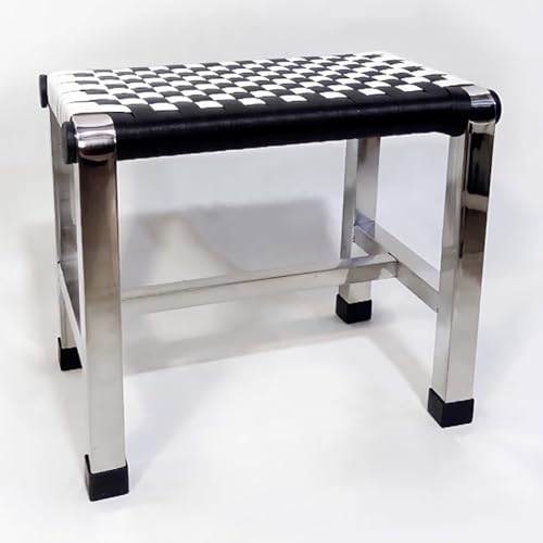 TT-YEC Home Einfacher Badezimmer Duschhocker, Edelstahl-Imitation Rattan Badesitz, Handgewebter Schuhhocker, Mit Gummi-Rutschmatte, Tragende 150 Kg, Barrierefreie Badestuhl,A h31cm von TT-YEC